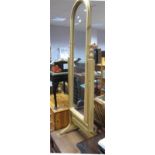 A Pine Cheval Mirror, with oval mirror, on turned and reeded supports, together with a teakwood