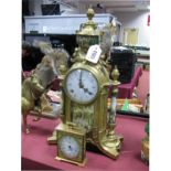 An Italian Reproduction 'Imperial' Brass Cased Mantel Clock, in the late XIX Century French style,