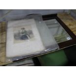 An Edwardian Dressing Mirror, a quantity of 'Myteres De Pairs' prints.