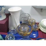 Pearsons Chesterfield Pottery Vase, glass table lamp, water jug, etc:- One Tray