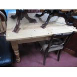 A Pine Kitchen Table, with single drawer on turned legs.