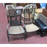 A 1920's Parlour Armchair with shaped splat and spindle each on cabriole legs. A similar spindle