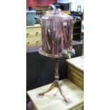 A Tala Four Gallon Copper Tea Urn, brass twin handles and tap and a Yew wood wine table. (2)