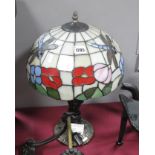 A Tiffany Style Table Lamp, and circular wall mirror. (Untested sold for parts only)