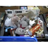 Hamley's and Other Soft Plush Teddy Bears, diecast vehicles, Chad Valley Kaledescope, etc:- One Box