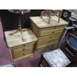 A Light Oak Chest of Drawers, with five drawers on a plinth base, together with a bedside chest,