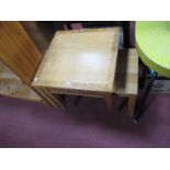 A Light Oak Rectangular Shaped Coffee Table, together with an oak and walnut lamp table, with