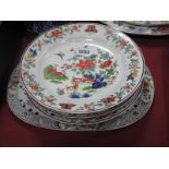 Three Chamberlains Worcester Plates, painted with a Chinese garden scene with flowers and birds