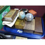 A XIX Century Mahogany Tea Caddy Carcase, circa 1900 souvenir box, money bank, wooden boxes, etc:-