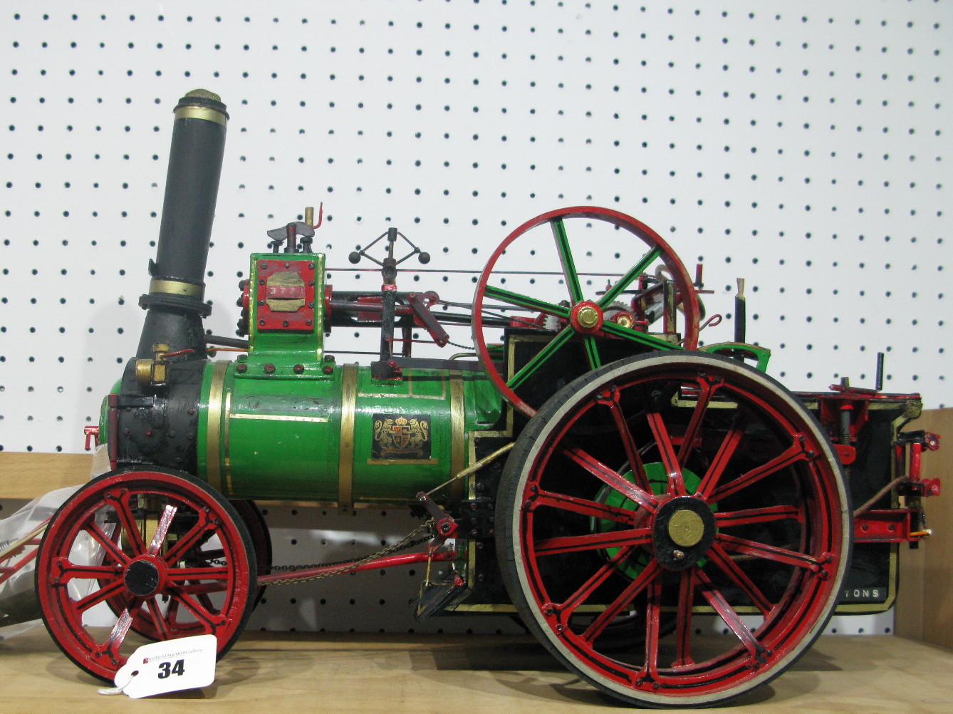 A Scratch Built circa ¾ inch scale Burrell Traction Engine, hand painted green/red/black livery,