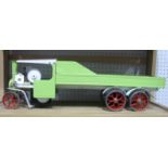 A Live Steam Model of A Six Wheel Wagon, circa 60cm long, mainly based on Mamod components.