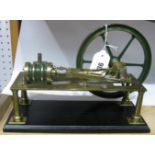 A XIX Century Brass Model by Model Dockyard of a Simple Horizontal Steam Engine, single cylinder,