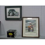 Two Framed Prints : The legend Barry Sheene 1950 - 2003 By Robert Tomlin 129 of 750, 57cm tall x