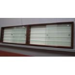 Two Glass Fronted Wooden Display Cabinets, (four glass shelves to each cabinet) 98cm length, 46cm