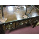 A XIX Century Mahogany Sideboard, with brass lion mask handles to single drawer and flanking