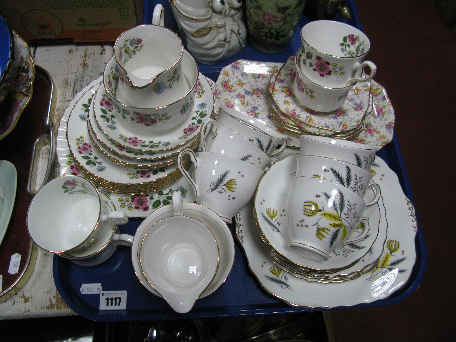 Royal Stafford 'Bird of Paradise' and Colclough Tea Ware, Winton 'Eleanor' sandwich set:- One Tray