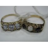 Two 9ct Gold Rings, of Victorian style, in scroll settings. (2)