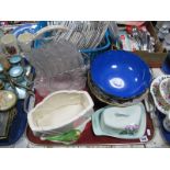 Sylvac Budgie Vase, Ducal lantern bowl, glass plate set, etc:- One Tray