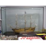 A Large Fine Scale Kit Based Model of H.M.S Victory, varnished, finished to a very high standard, an