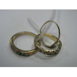 A 9ct Gold Half Eternity Style Band, (one stone missing); together with another 9ct gold ring,