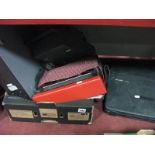 An Olivetti College Red Typewriter, Sharp typewriter, Samsung video recorder, Scan coin 303