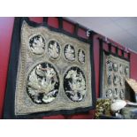 An Indian Wall Hanging, elaborately worked in sequins, glass beads and silver / gold braid with