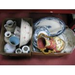 Corona Alexandra Oval Meat Plate, blue and white dinnerware, Continental, gouda and panda vases,