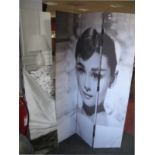 Two Three Panel Folding Screens, featuring Audrey Hepburn.