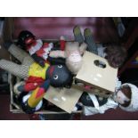 A Quantity of Well Loved Dolls and Gollies, Mid XX Century and later, an 11" high wooden jointed