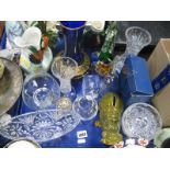 A Szeiler Hippo, fish jug, Tutbury swan, other glassware:- One Tray