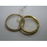 A 22ct Gold Plain Wedding Band, together with another band. (2).