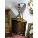 An Oak Corner Wall Cabinet and Tripod Table. (2)