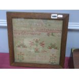 A XIX Century Sampler By Emma Brook 1839, 27cm square.