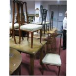 A Set of Four Early XX Century Mahogany Dining Chairs, with boxwood stringing and pierced splat