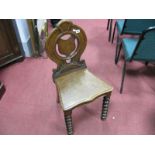 A XIX Century Oak Hall Chair, with shield back, and bobbin legs.