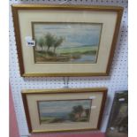 Abraham Hulk Junior, Countryside Landscapes, Pair of Watercolour's, 16.5 x 24cm signed.