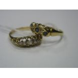 An 18ct Gold Five Stone Ring, graduated claw set; together with another ring graduated off set,