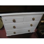 A XIX Century Painted Pine Chest of two long, two short drawers, having turned handles 96cm wide.