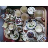 Devon/Torquay Motto Ware; teapots, tankards, bon bon dishes etc:- One Tray