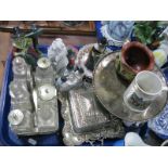 A Plated Bon Bon Dish, plated pressed sardine dish, six bottle cruet, XIX Century Faerings Group,