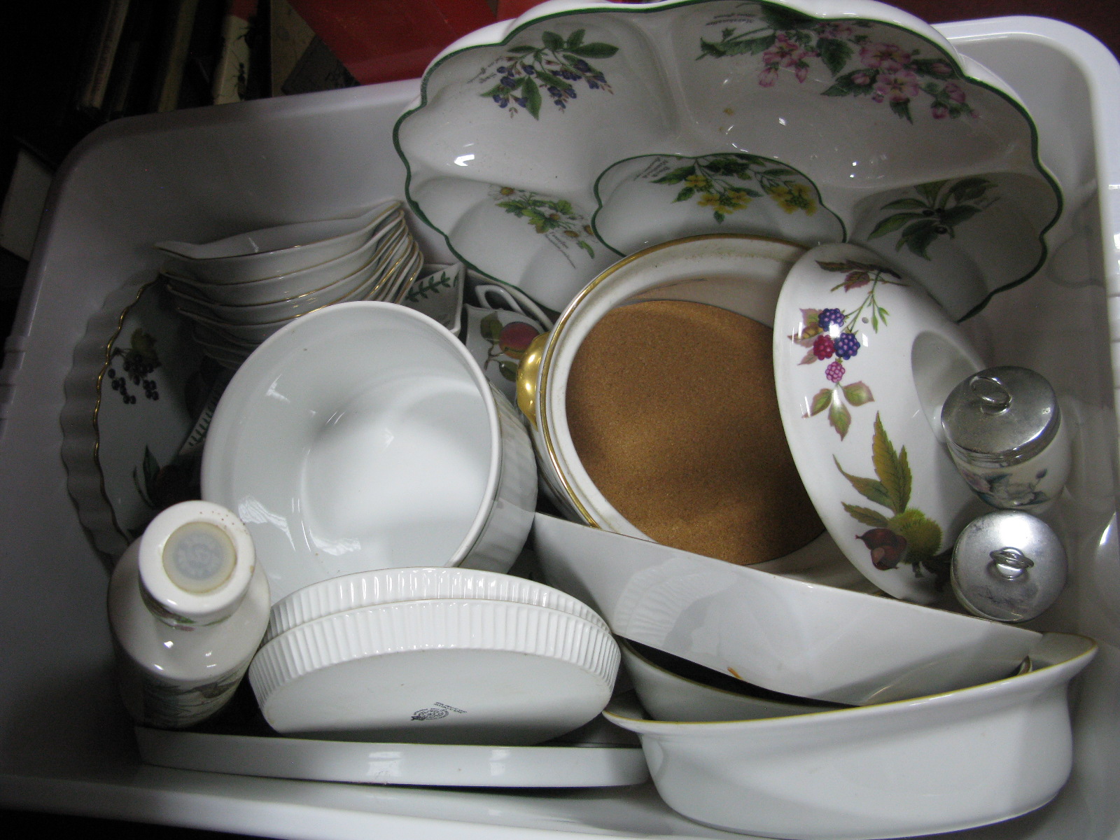 Royal Worcester 'Evesham' including oval tureen, hors d'oeuvres, Portmeirion, etc:- One Box