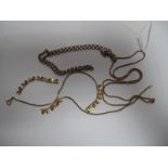 A Modern 9ct Gold Necklace, (damaged); together with another 9ct gold chain and a 9ct gold belcher