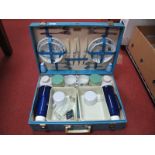 A Circa 1960's Brexton Cased Picnic Set, model 324, feathered blue effect case, with keys (appears