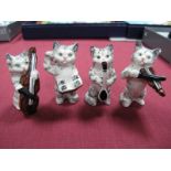 A Beswick Set of Four Cat Musicians, Conductor, Saxophonist, Violinist (slight chip to ear),