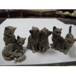 Three Modern Hallmarked Silver Filled Models of Kittens. (3)