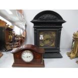 D R G M, Early XX Century Mantel Clock, in ebonised case with Arabic numerals to Silvered chapter