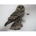 A Modern Hallmarked Silver Filled Model of an Owl, 13cm high.