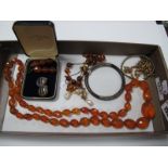 A Single Strand Graduated Amber Coloured Faceted Bead Necklace, with similar earrings, bangles,
