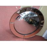 A XX Century Circular Shaped Wall Mirror, with a pink sectional border.