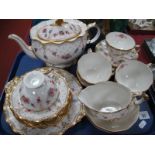 A Royal Crown Derby Gilt and Floral Tea Service, of twenty two pieces including teapot.